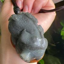 Yang Yujia Yunnan natural Huanglong Jade Town Anjinsha old material pretty color three-dimensional finely carved zodiac pig hand toy certificate