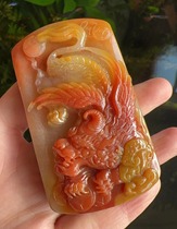 Yang Yujia Yunnan Natural Huanglongyu Masters work eggplant Mountain Three-color Old material Flying Tiangyu Hands Playing Card Certificate New