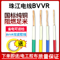 Pearl River Cable Official BVVR1 5 2 5 4 6 square national standard double plastic double leather multi-strand copper core home decoration wire