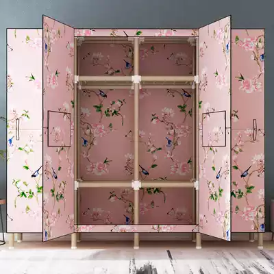 Cabinet Renle simple wardrobe Strong and durable open-door common clothes cabinet Oxford cloth steel pipe reinforced thickened fabric wardrobe