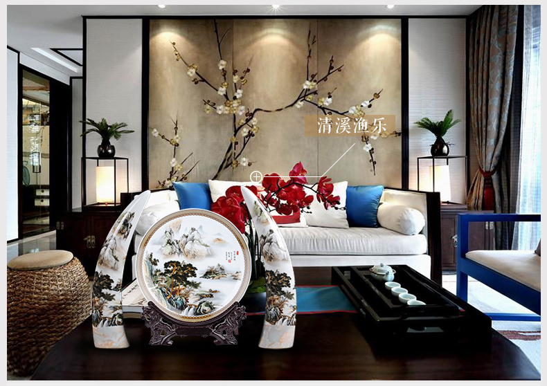 Three - piece vase of jingdezhen ceramics handicraft furnishing articles of Chinese style household living room TV cabinet porch decoration
