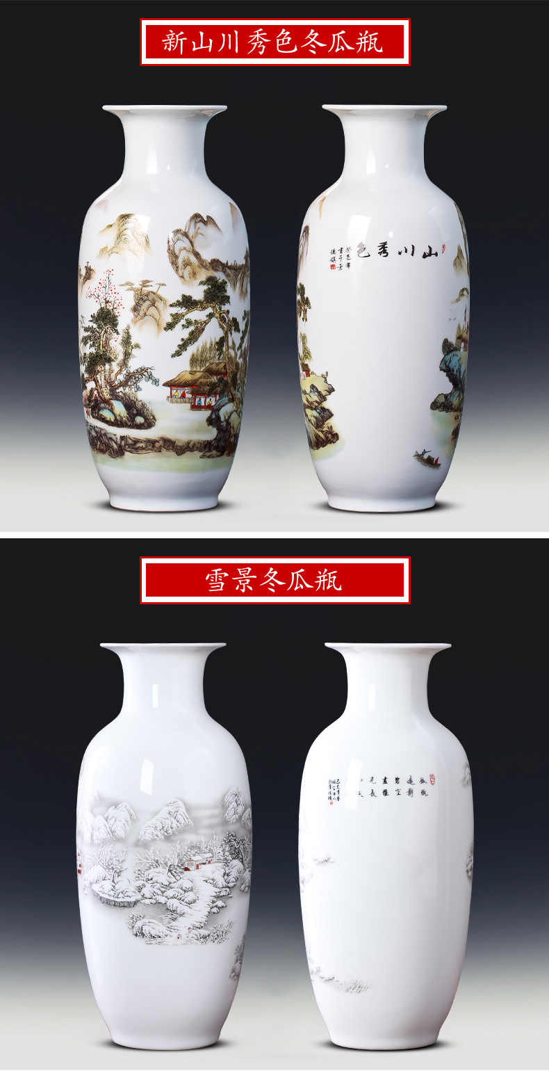 Jingdezhen chinaware big blue and white porcelain vase lucky bamboo flower arrangement sitting room ark, household craft ornaments furnishing articles