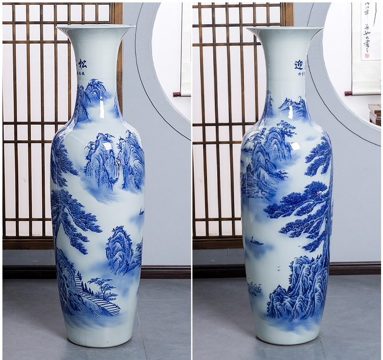 Blue and white porcelain of jingdezhen ceramics color ink of large vase home sitting room hotel adornment king furnishing articles