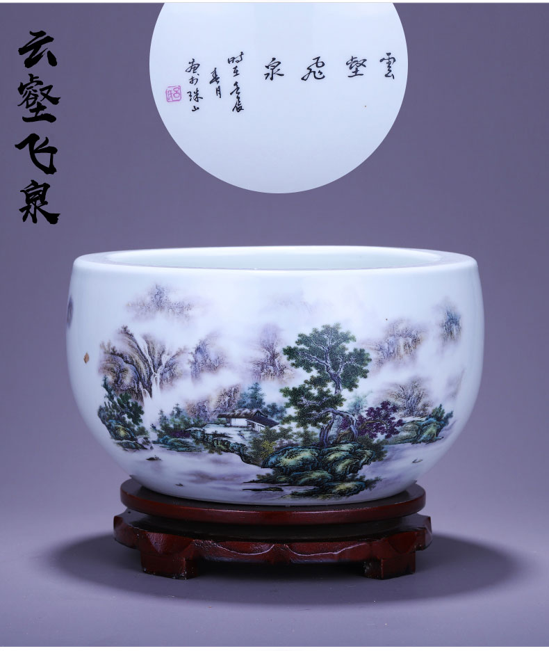 Jingdezhen ceramics aquarium tortoise cylinder feng shui plutus cornucopia of Chinese style home sitting room adornment is placed