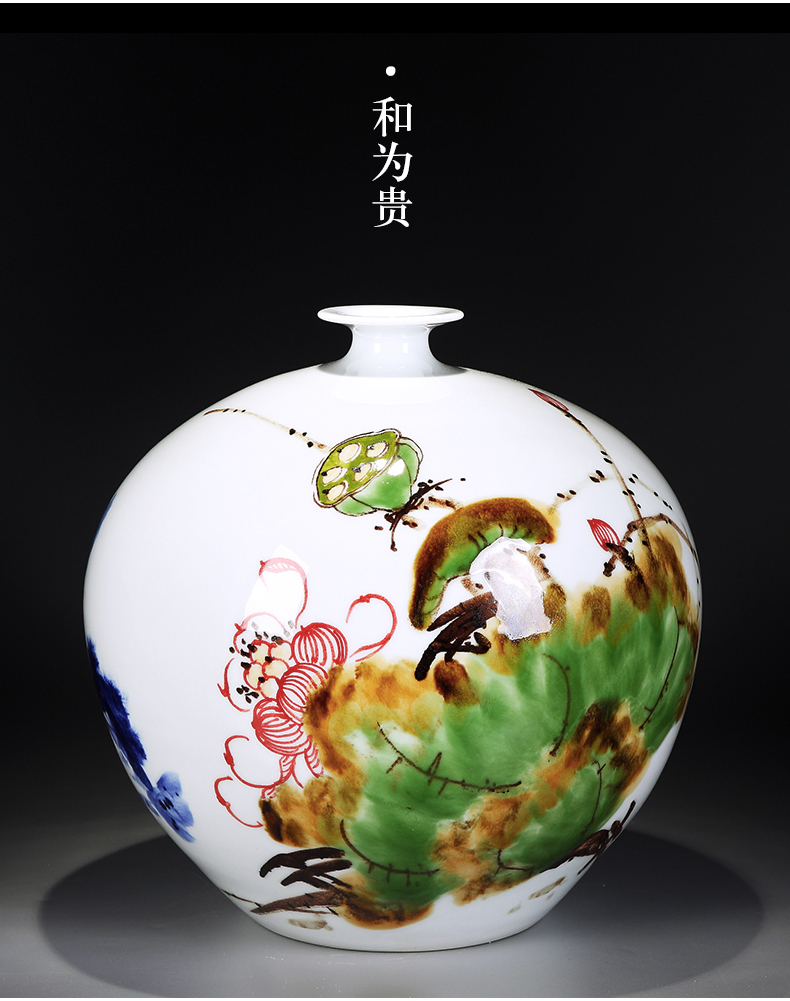 Jingdezhen ceramics vase hand - made flower arranging furnishing articles of modern Chinese style household living room TV cabinet decoration porcelain