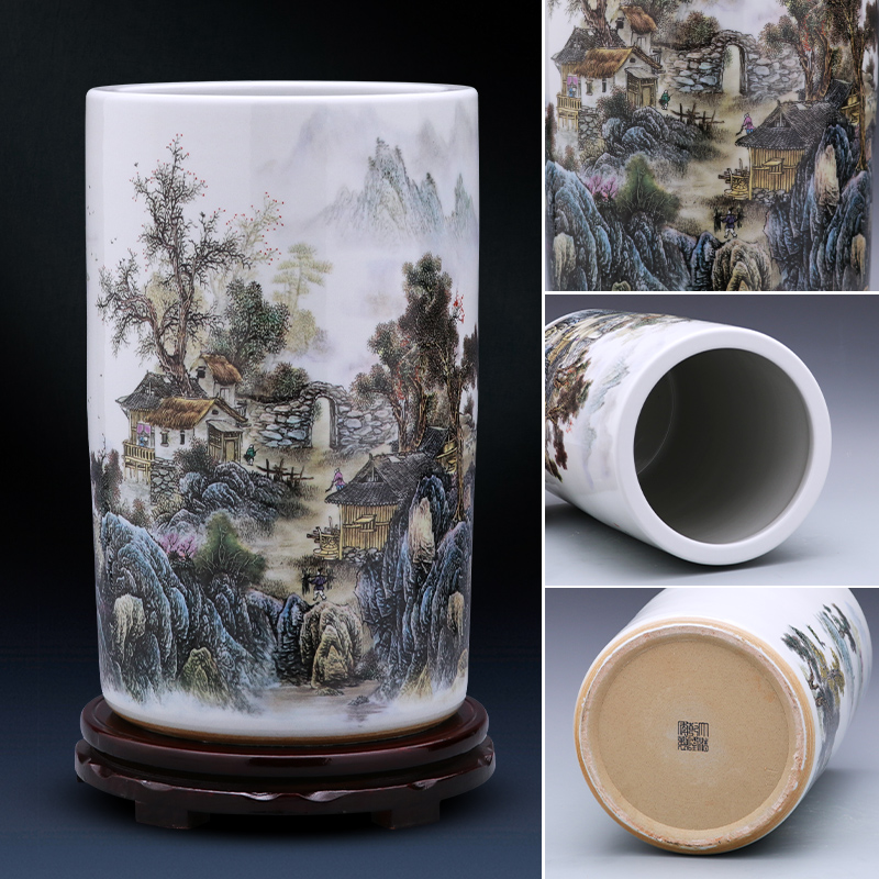 Jingdezhen ceramics vase furnishing articles calligraphy and painting scroll calligraphy and painting straight high ground large living room home decoration