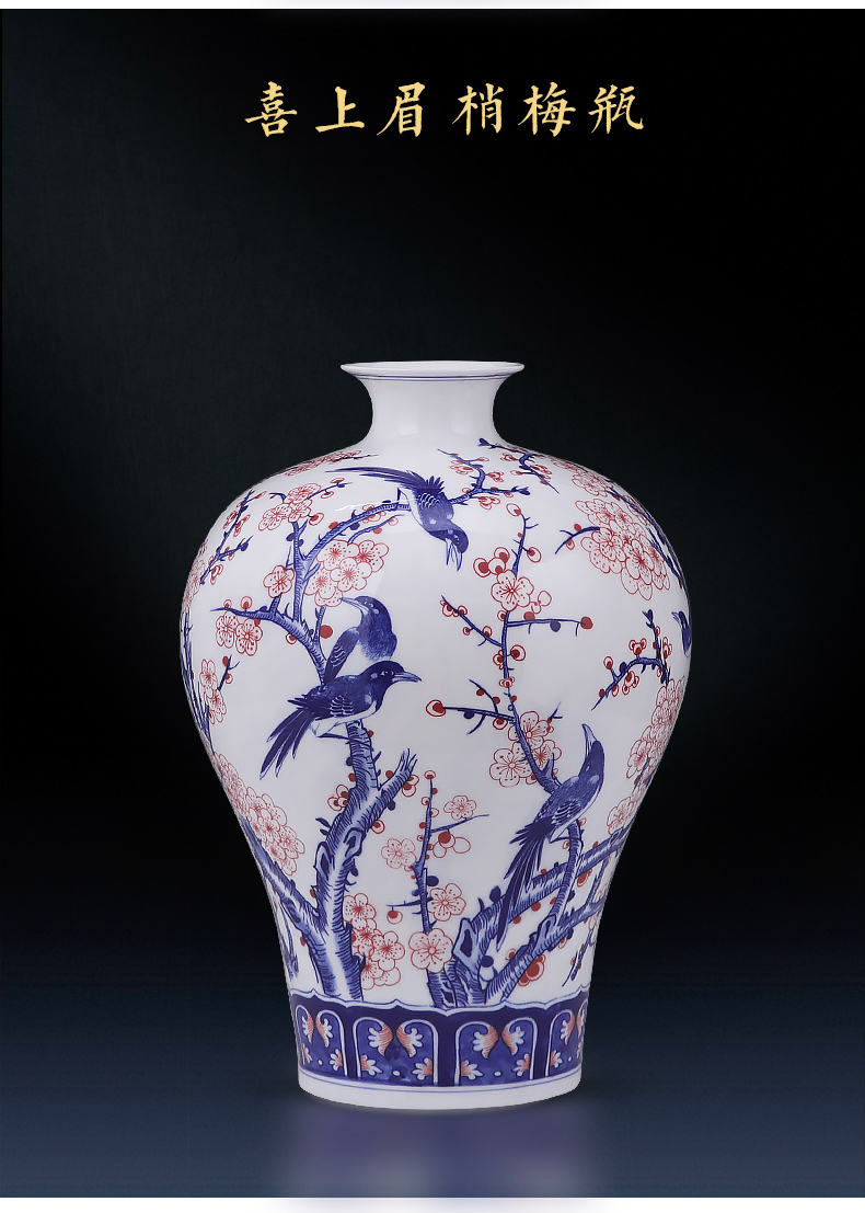 Jingdezhen ceramics hand - made furnishing articles of modern blue and white porcelain vase of new Chinese style household living room TV cabinet decoration