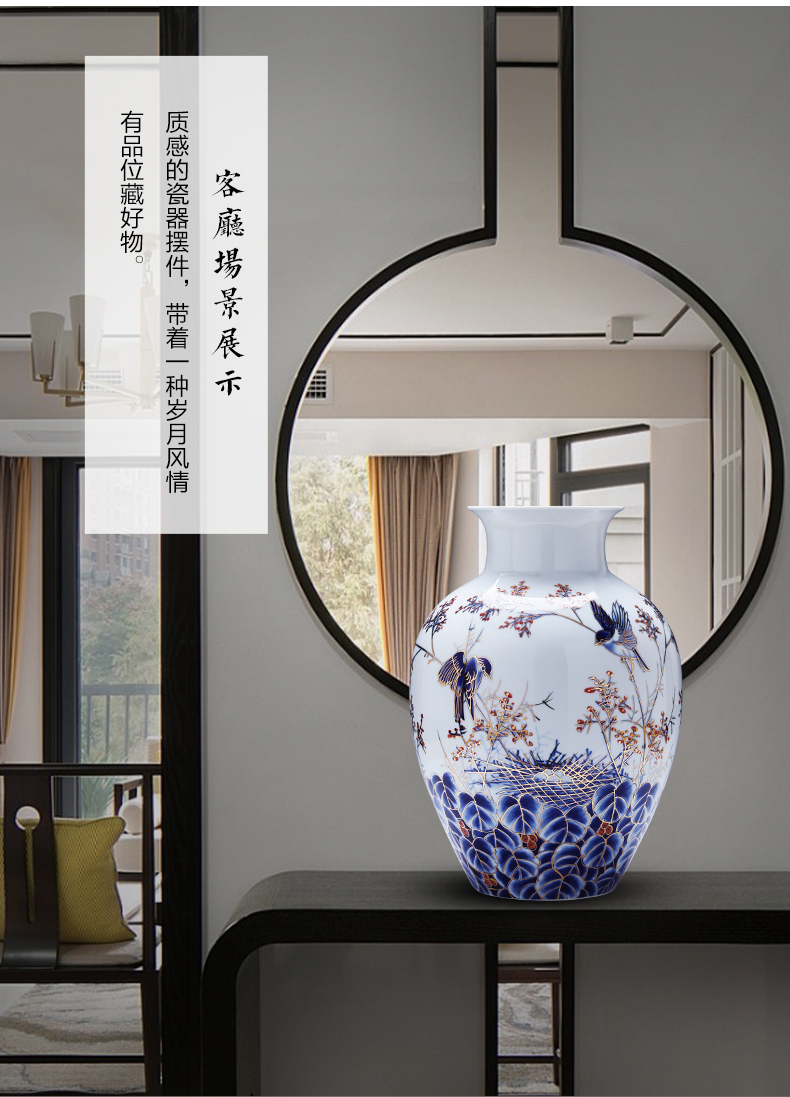 The see colour blue and white porcelain of jingdezhen ceramics hand - made large vases, new Chinese style light key-2 luxury home sitting room adornment is placed