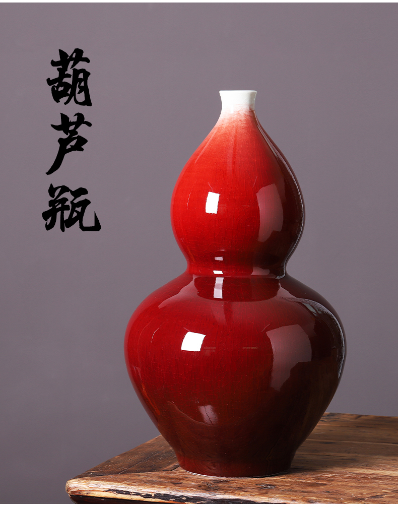 Jingdezhen porcelain ceramic ruby red vase large furnishing articles sitting room of Chinese style household adornment ornament porcelain arranging flowers