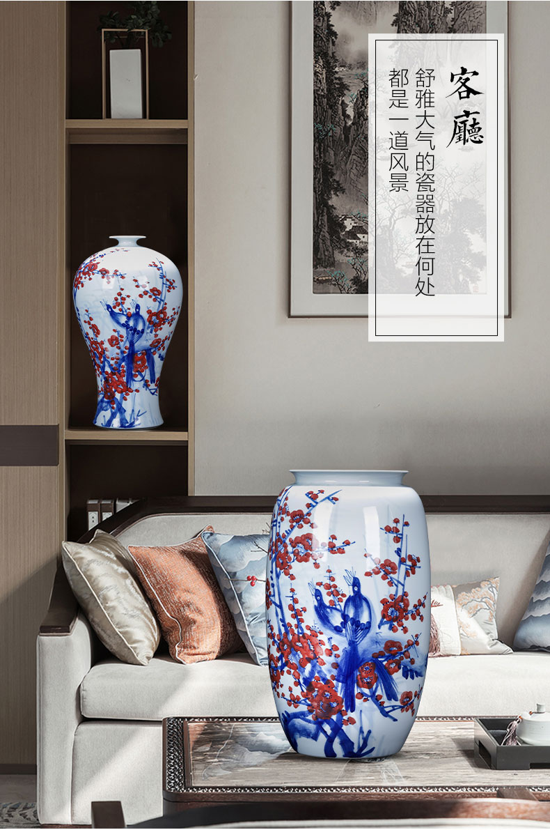 Jingdezhen ceramics hand - made under glaze blue and white porcelain vases, the sitting room of Chinese style household decorations furnishing articles housewarming gift