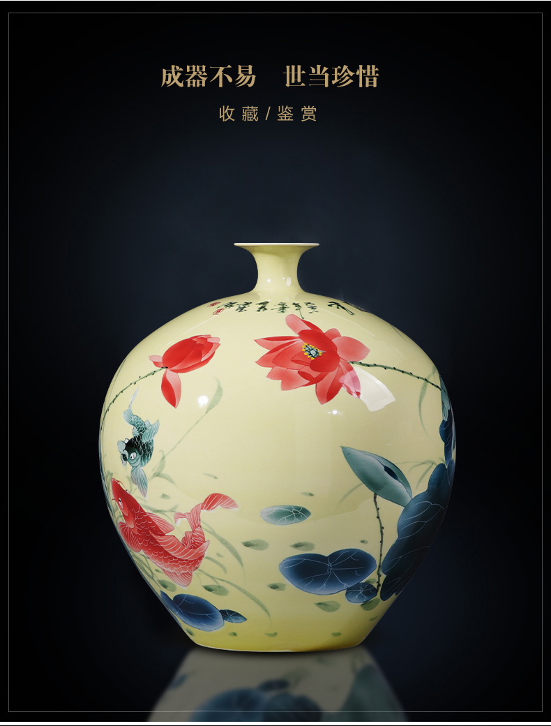 Jingdezhen ceramic vase hand - made lotus pomegranate furnishing articles sitting room of the new Chinese style household adornment porcelain bottle bottle