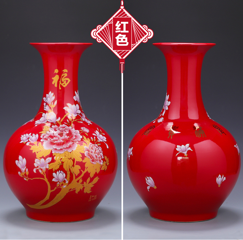 Jingdezhen ceramics high ground flower bottle large Chinese flower arranging sitting room home TV ark adornment furnishing articles