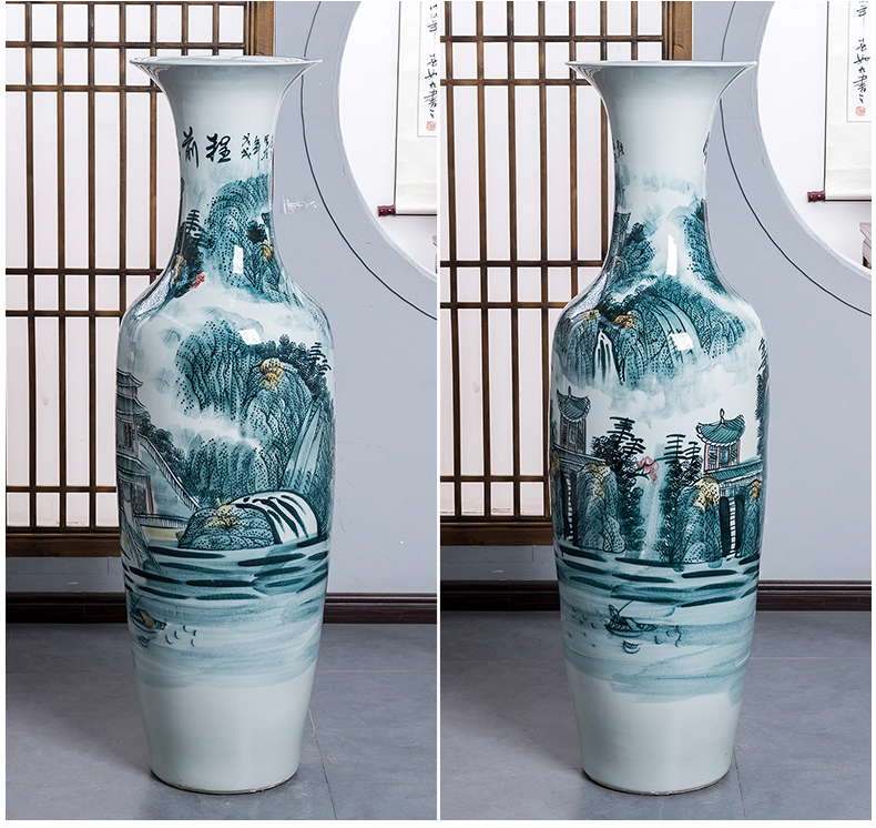 Jingdezhen porcelain ceramic hand - made bright future of large blue and white porcelain vase sitting room adornment is placed hotel