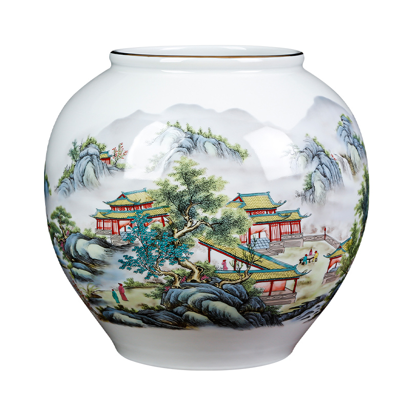 Jingdezhen ceramics vases newest autumn YunJing day big round pot Chinese style living room TV ark adornment furnishing articles