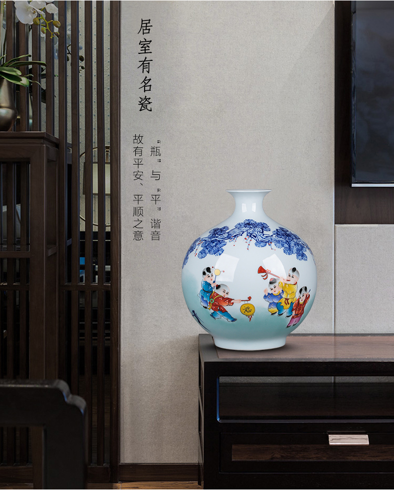 Jingdezhen ceramics hand - made pomegranate bottles of blue and white porcelain vase household adornment rich ancient frame sitting room porch place