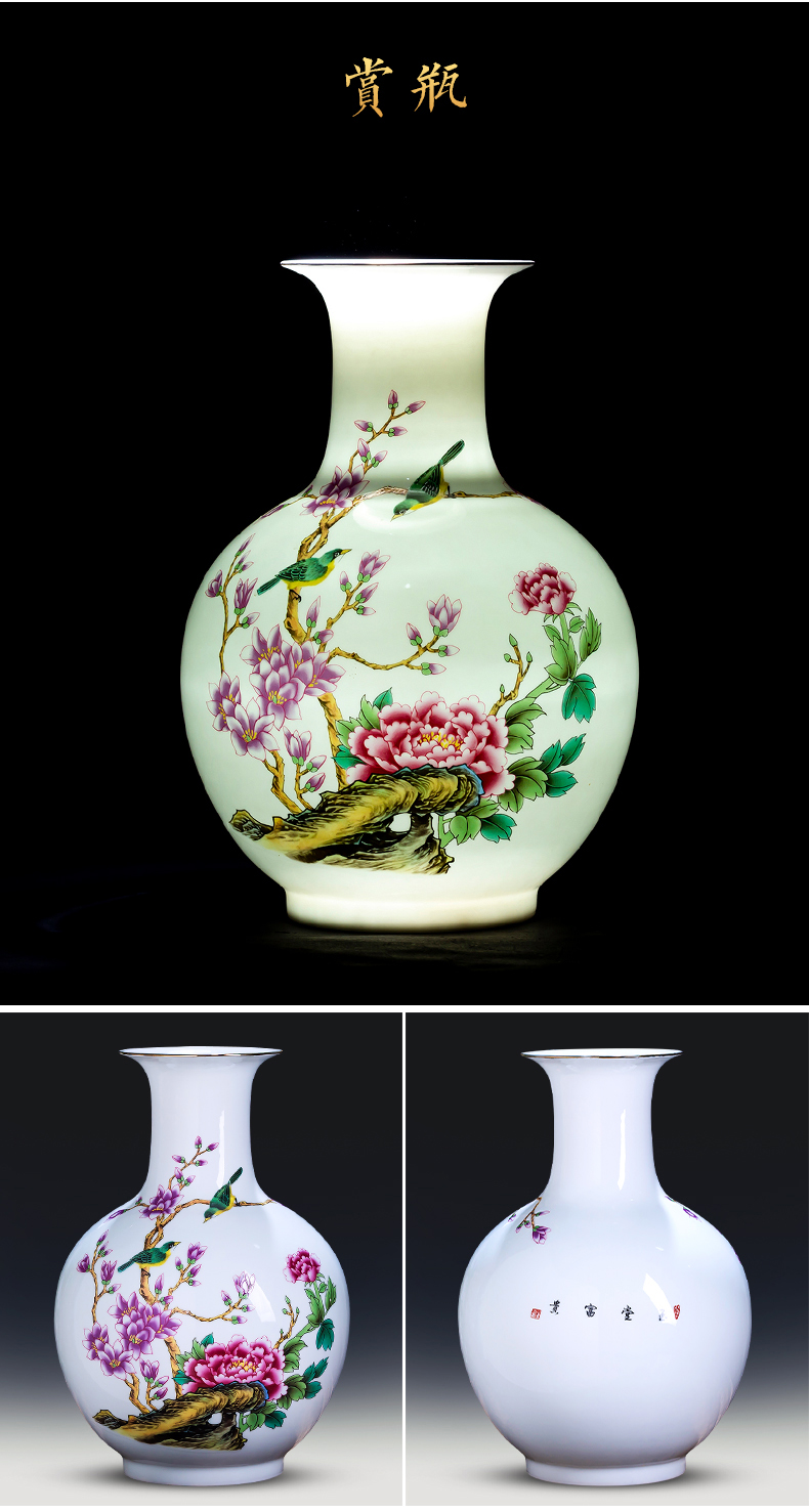 Jingdezhen ceramics powder enamel thin foetus Chinese vase flower arranging place to live in the living room TV cabinet decorative porcelain