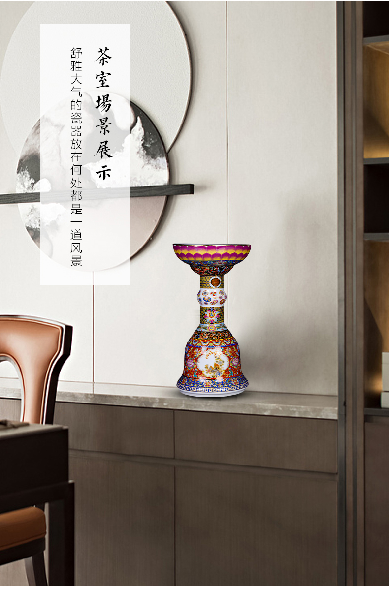 Jingdezhen ceramics imitation the qing yongzheng colored enamel vase archaize sitting room of Chinese style household adornment is placed a lotus