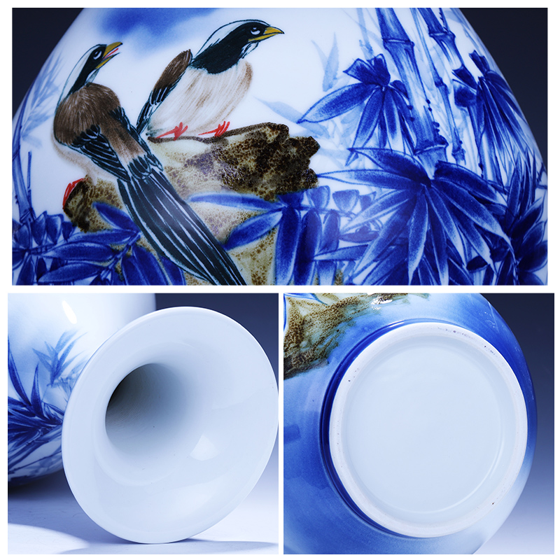 Jingdezhen ceramics handpainted stripes Chinese modern blue and white porcelain vase household flower adornment furnishing articles