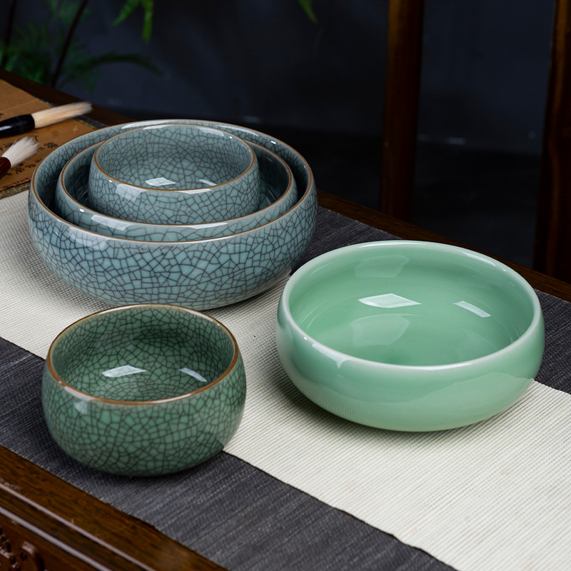 Jingdezhen Ceramics, Celadon, Ge Kiln, Ru Kiln, Vintage Ice Crack Pattern, Tea Wash, Pen Wash, Water Wash, Large Hydroponic Goldfish Tank