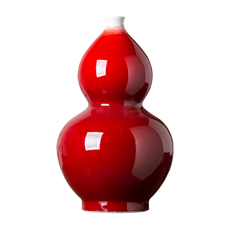 Jingdezhen ceramics ruby red vase flower arranging new wine sitting room adornment of Chinese style household furnishing articles furnishing articles porcelain