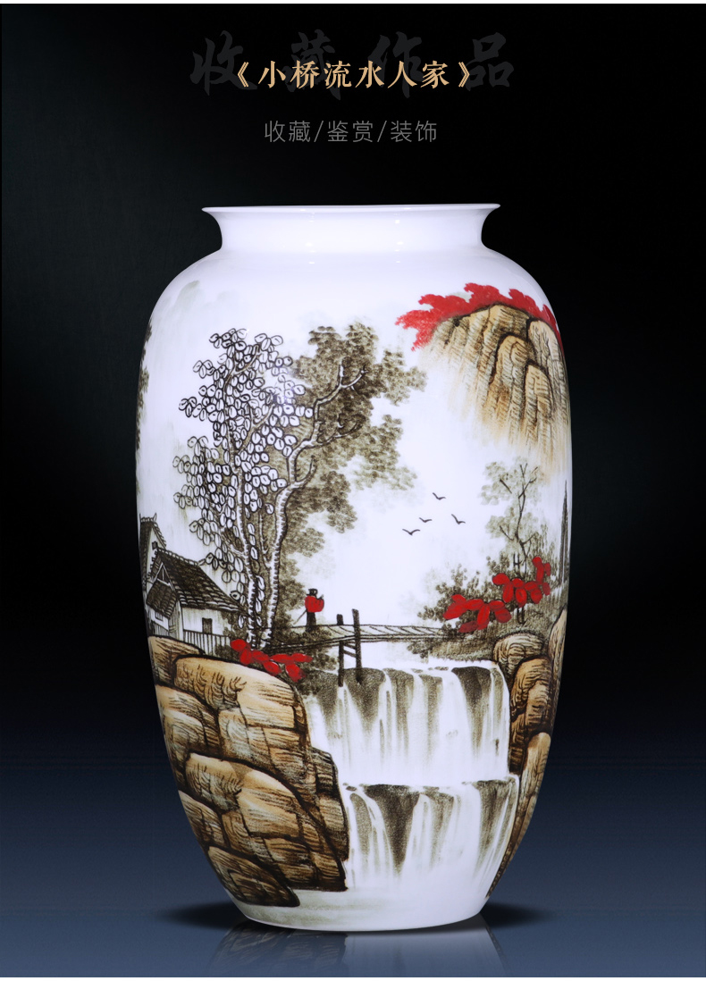 Jingdezhen ceramics vase landing place, a large sitting room flower arranging hand - made under glaze color crafts household act the role ofing is tasted