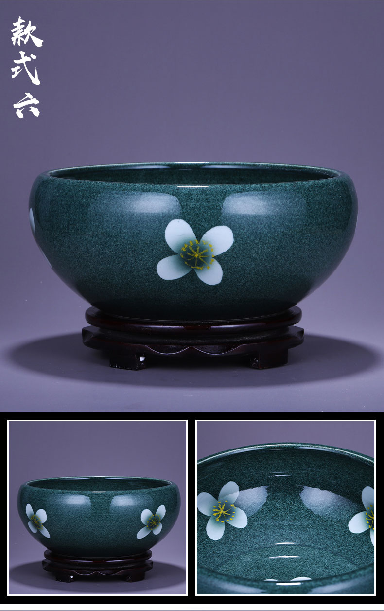 Jingdezhen ceramics aquarium feng shui turtle cylinder goldfish bowl water shallow basin daffodils lotus pond lily furnishing articles