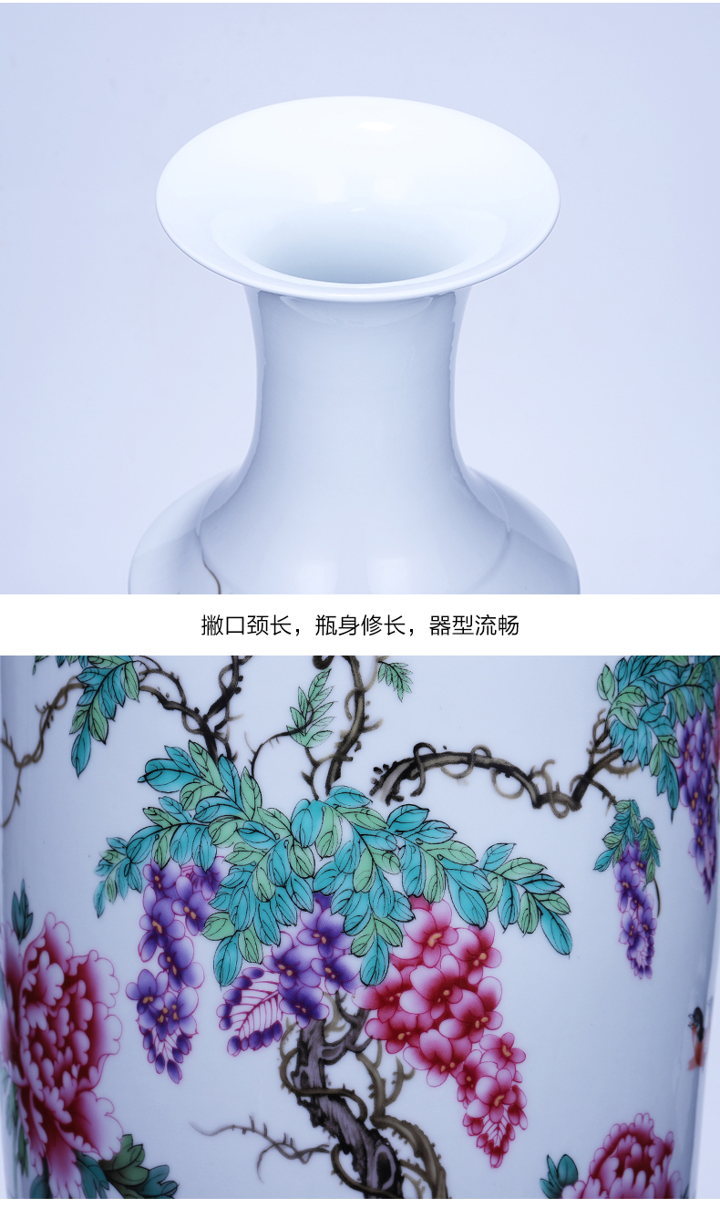 Jingdezhen ceramics powder enamel vase landing large blooming flowers I sitting room decorate household act the role ofing is tasted furnishing articles