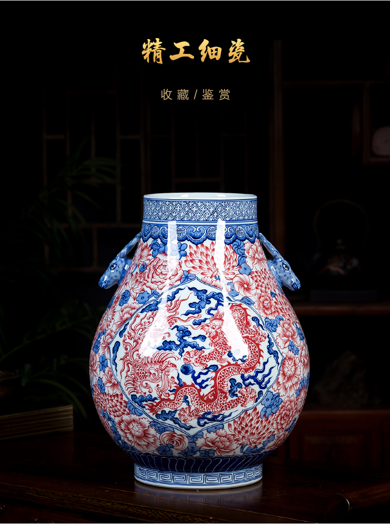 Jingdezhen ceramics hand - made porcelain double listen cylinder vases, the sitting room TV ark place porcelain home decoration