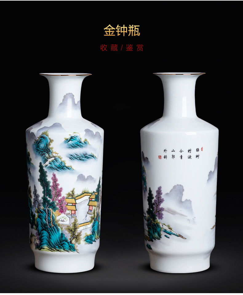 Jingdezhen ceramics pastel landscape in new living room TV cabinet decoration of Chinese style household furnishing articles porcelain vase