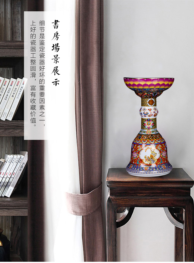 Jingdezhen ceramics imitation the qing yongzheng colored enamel vase archaize sitting room of Chinese style household adornment is placed a lotus