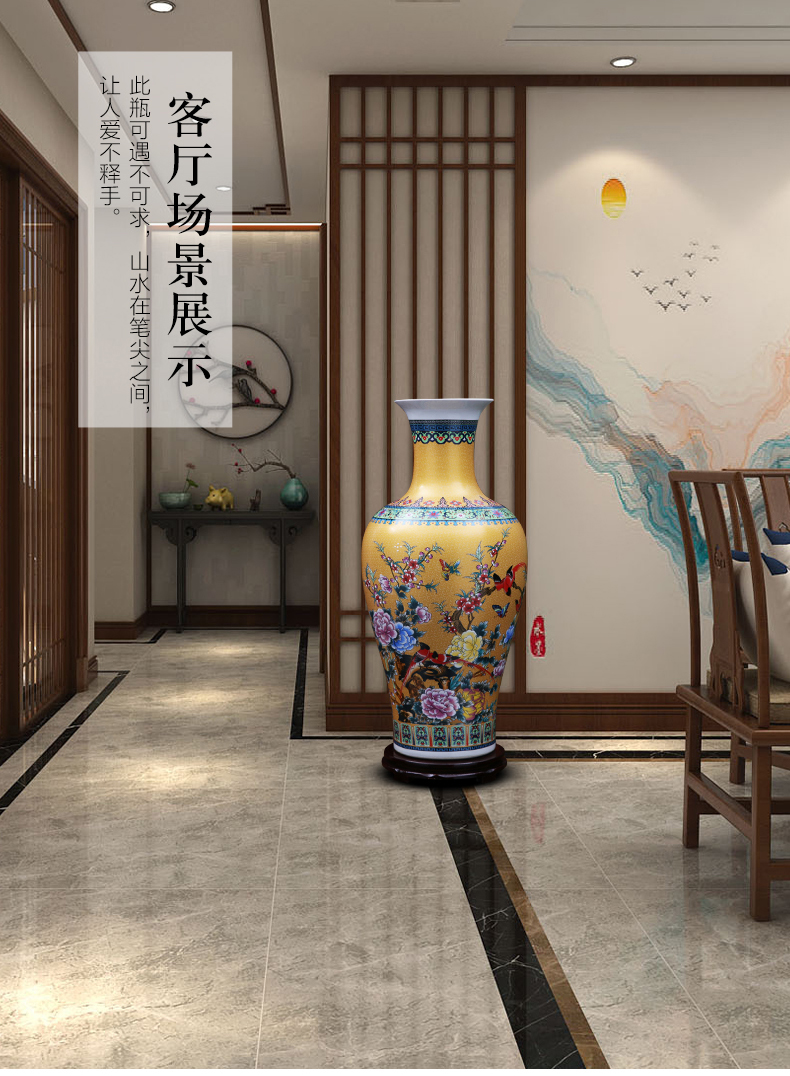 Jingdezhen ceramics of large vase large European colored enamel porcelain flower arrangement sitting room adornment is placed