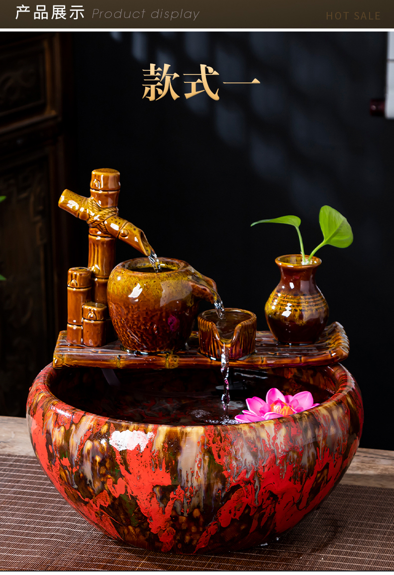 Jingdezhen ceramics creative aquarium water club house furnishing articles furnishing articles household automatic water aquarium household