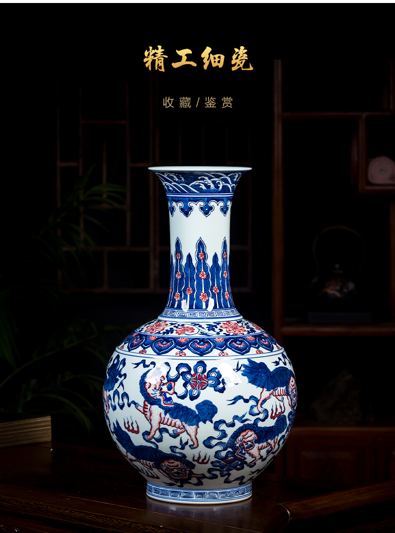 Jingdezhen ceramics hand - made porcelain of antique Chinese blue and white porcelain vase qianlong sitting room flower arranging furnishing articles of handicraft