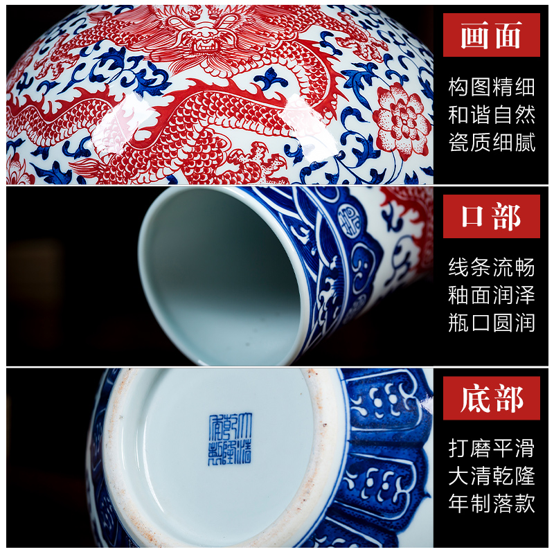 Jingdezhen ceramics hand - made antique vase of blue and white porcelain vases sitting room adornment is placed household act the role ofing is tasted handicraft