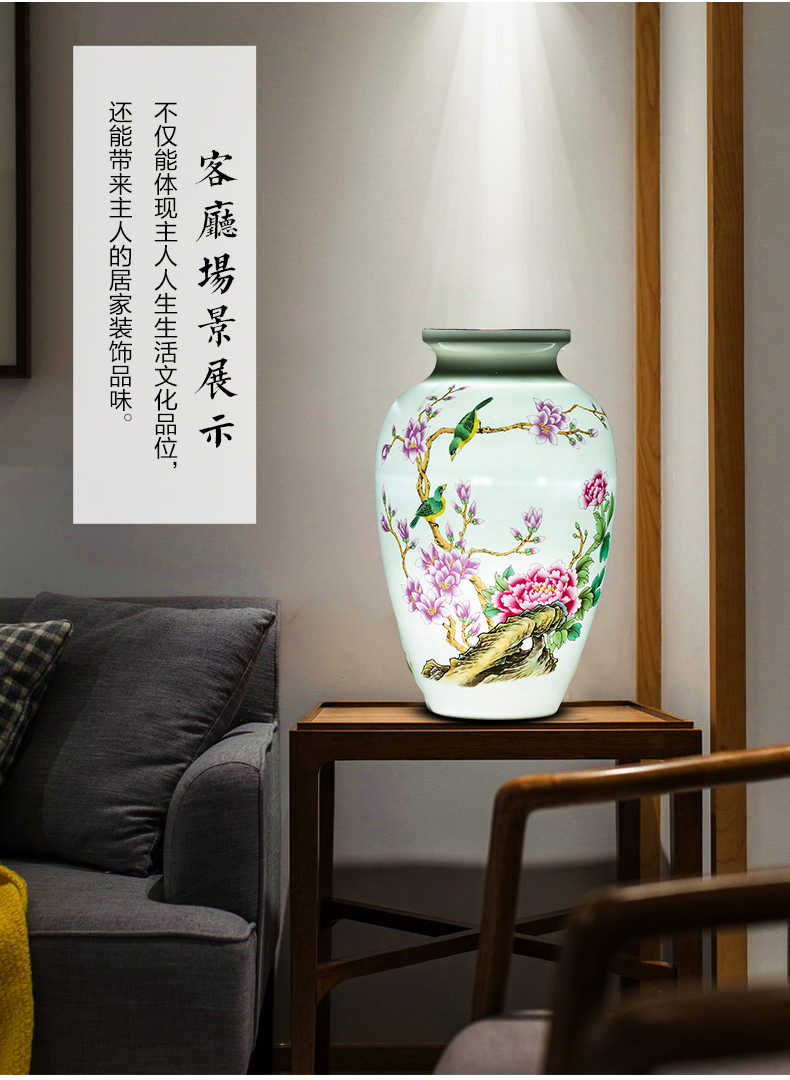 Jingdezhen ceramics powder enamel thin foetus Chinese vase flower arranging place to live in the living room TV cabinet decorative porcelain