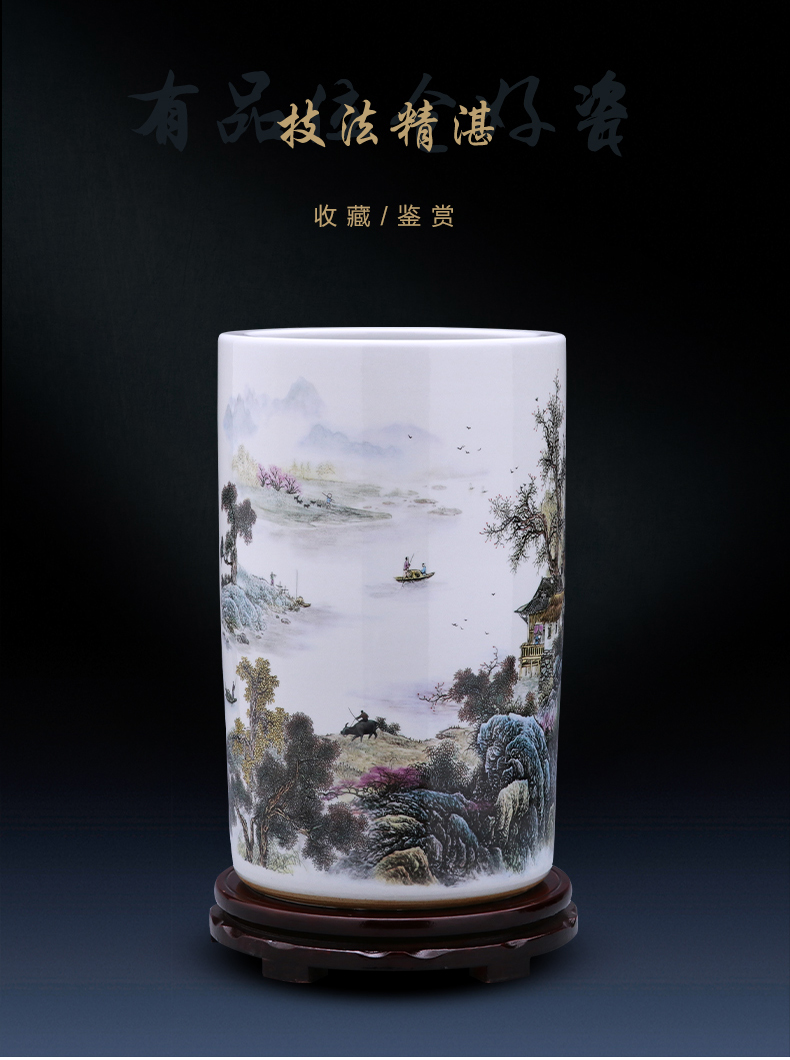 Jingdezhen ceramics vase furnishing articles calligraphy and painting scroll calligraphy and painting straight high ground large living room home decoration