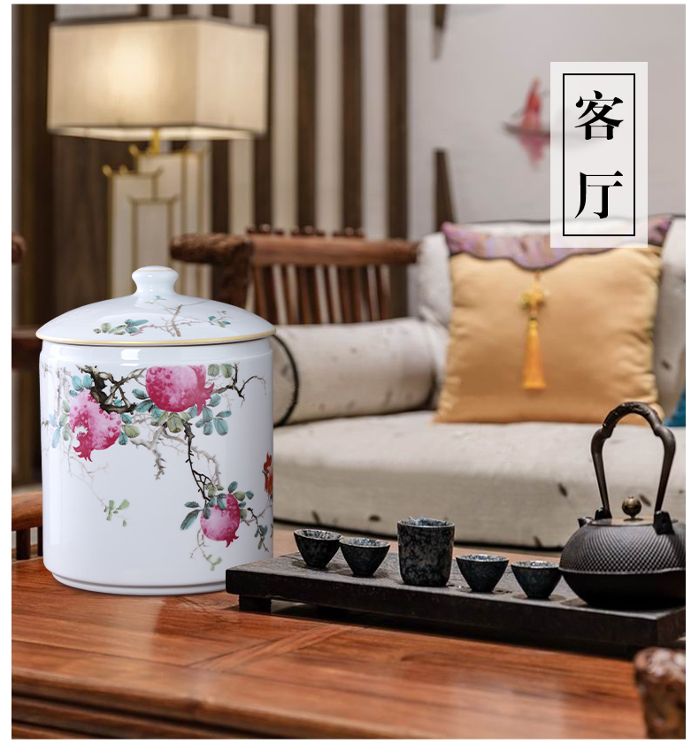 Jingdezhen ceramics hand - made tea pot and tea cake large storage tank sitting room of Chinese style household decorative furnishing articles