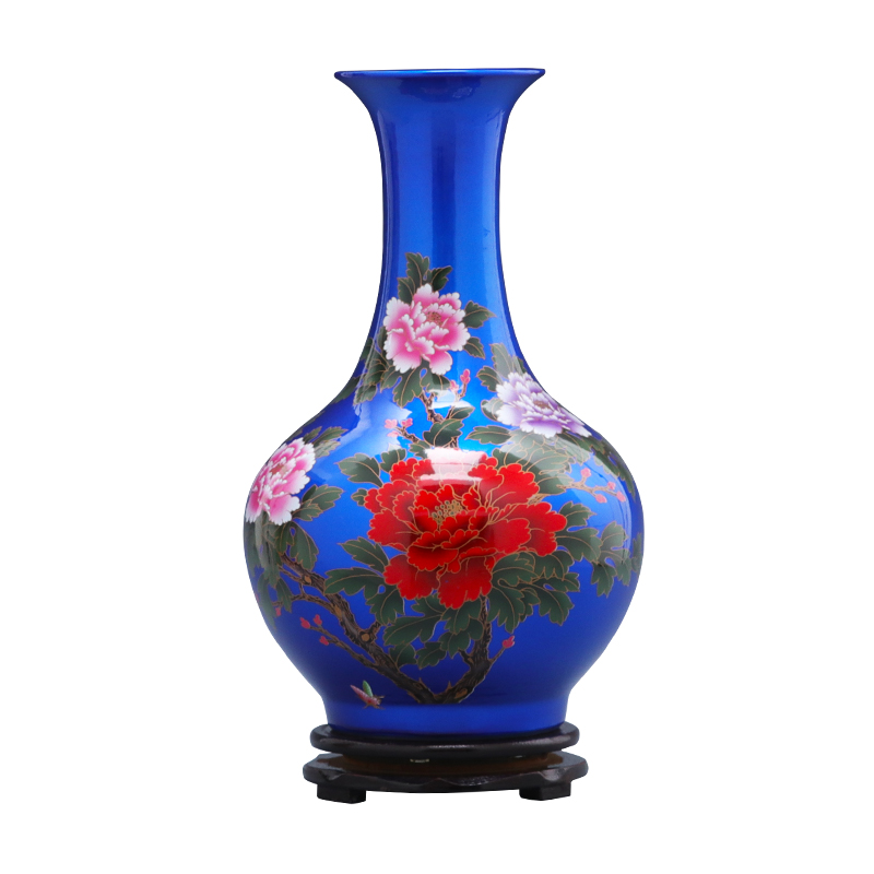 Jingdezhen porcelain ceramic blue crystal glaze vase furnishing articles sitting room TV ark, of Chinese style household adornment arranging flowers