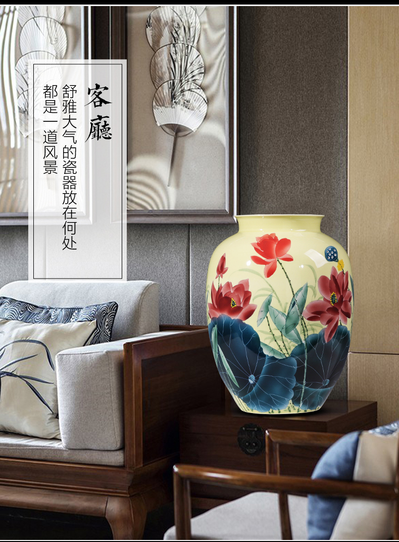 Jingdezhen ceramics hand - made lotus expressions using vase furnishing articles sitting room flower arranging rich ancient frame of Chinese style household ornaments