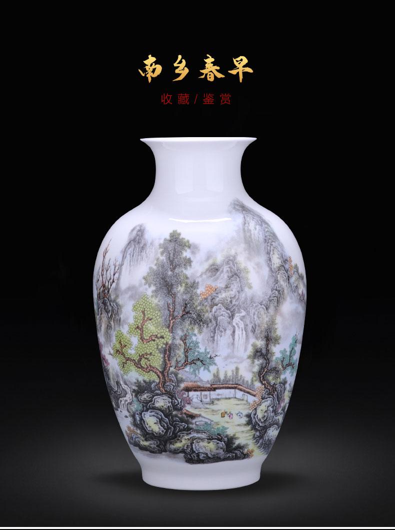 Jingdezhen ceramics landscape of blue and white porcelain vase flower arranging place living room TV cabinet decoration of Chinese style household porcelain