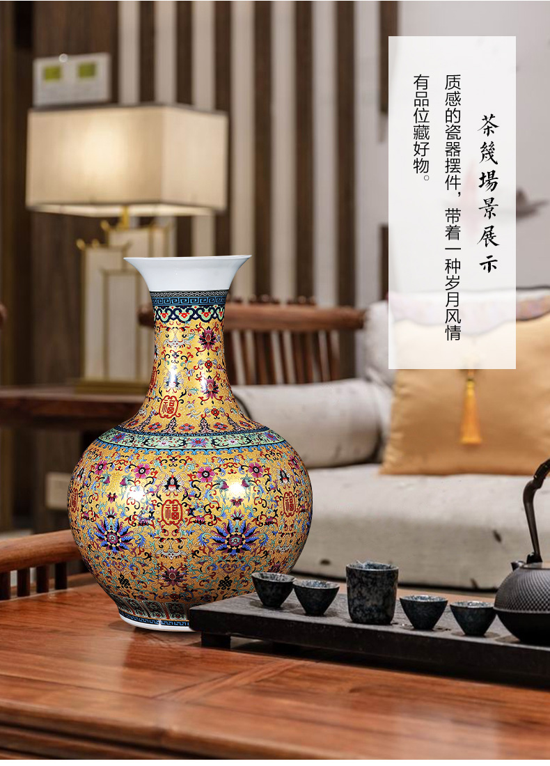 Jingdezhen ceramics European - style colored enamel of large vase flower arranging TV ark adornment furnishing articles large living room