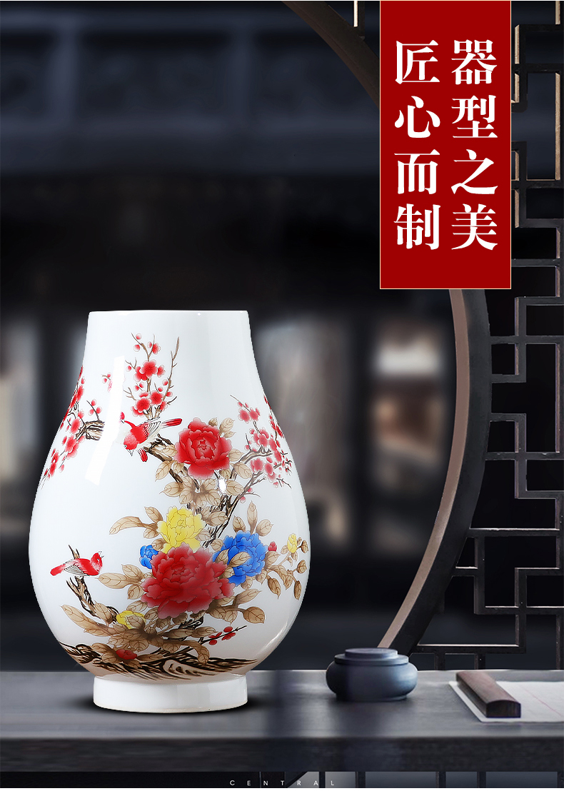 Jingdezhen ceramics powder enamel peony flowers in the vase is placed the new Chinese style big hydroponic home sitting room adornment