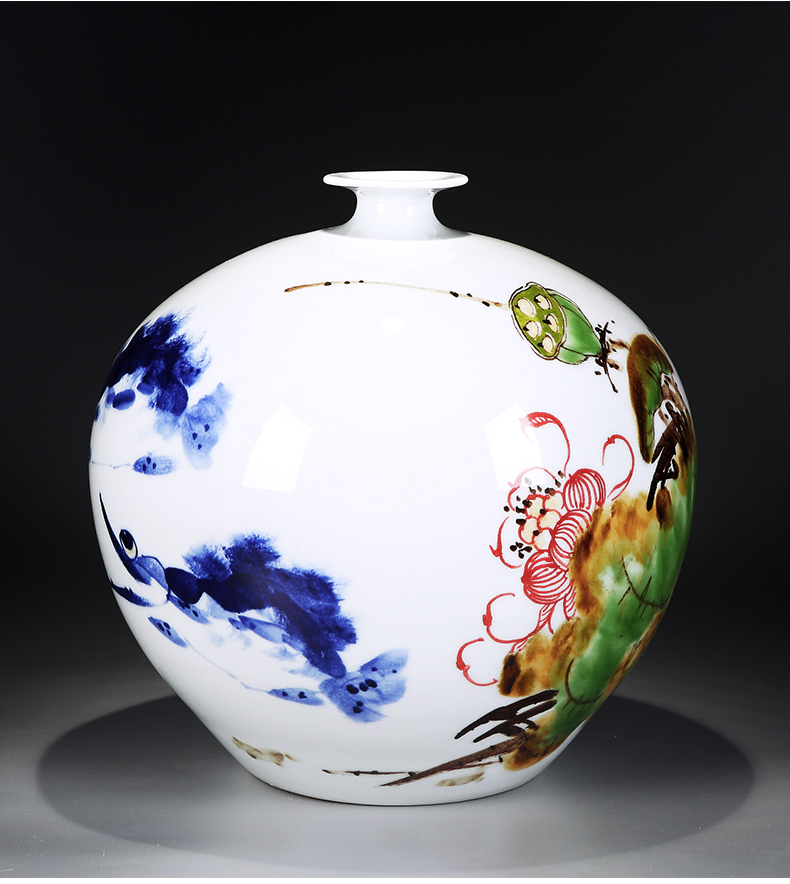 Jingdezhen ceramics vase hand - made flower arranging furnishing articles of modern Chinese style household living room TV cabinet decoration porcelain