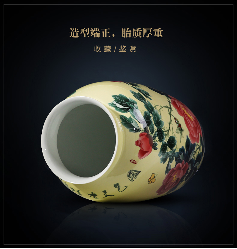 Jingdezhen ceramics hand - made peony pastel large idea gourd bottle high ground vases, home furnishing articles