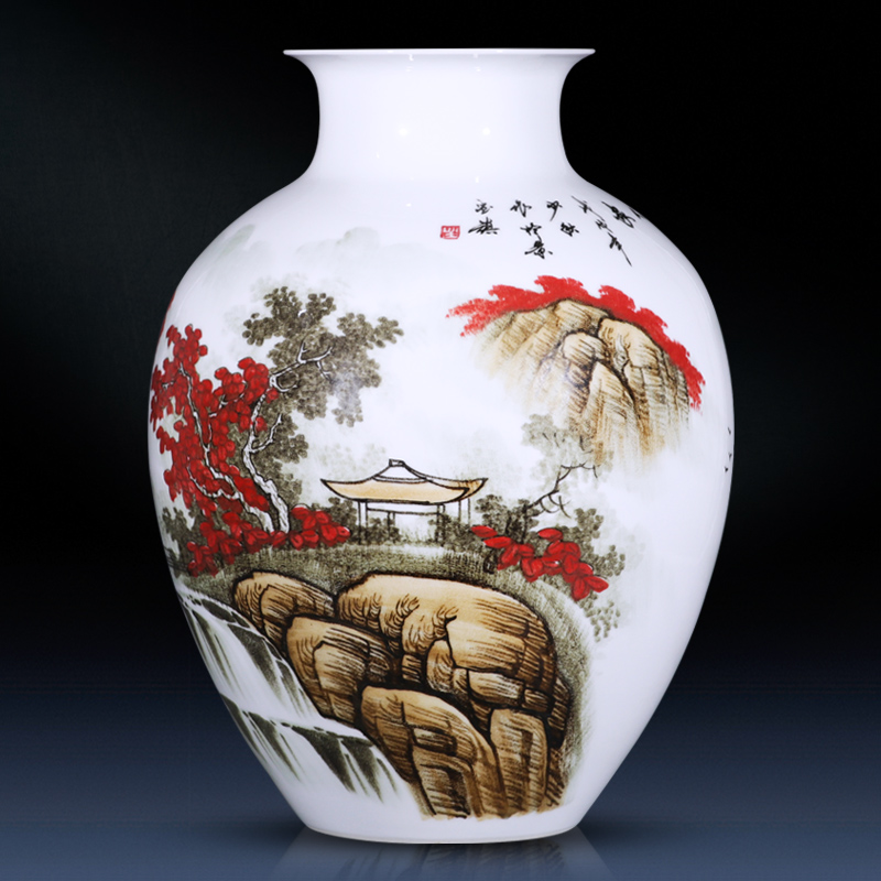 Under the famous jingdezhen ceramics glaze color hand - made landscape of the big flower bottle landed large - sized furnishing articles household act the role ofing is tasted