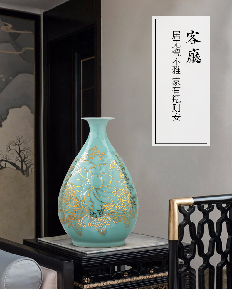 Jingdezhen ceramics hand - made the see colour blue glaze vase okho spring creative porch decoration of Chinese style household furnishing articles