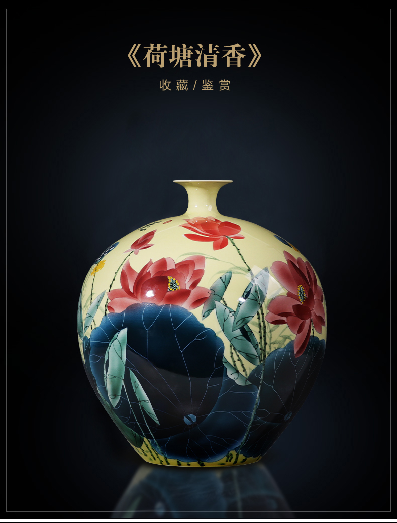 Jingdezhen ceramic vase hand - made lotus pomegranate furnishing articles sitting room of the new Chinese style household adornment porcelain bottle bottle