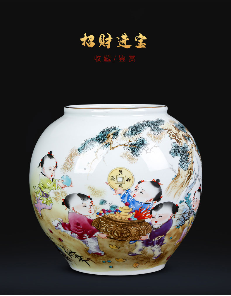 Jingdezhen ceramics vases newest autumn YunJing day big round pot Chinese style living room TV ark adornment furnishing articles