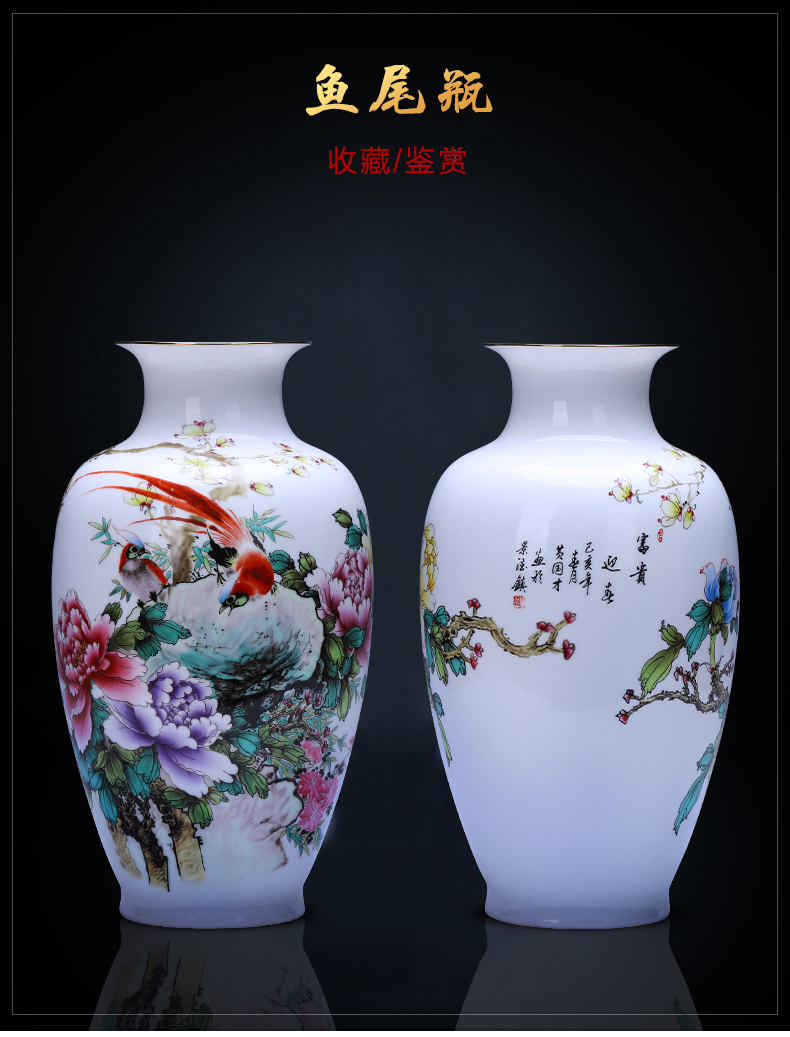 Jingdezhen ceramics powder enamel vase furnishing articles sitting room of Chinese style household decorative flower arranging rich ancient frame TV ark, act the role ofing is tasted