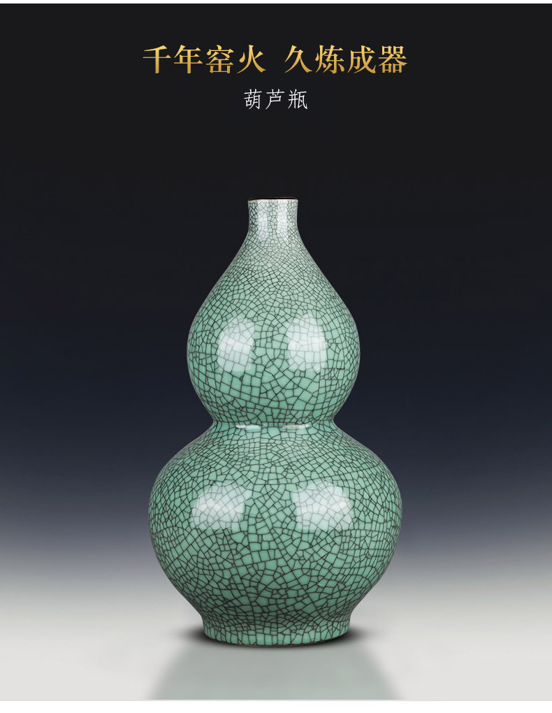 Jingdezhen ceramics archaize crack blue glaze on large vases, Chinese style restoring ancient ways home sitting room adornment is placed